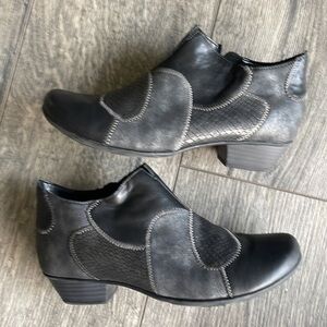 NWT Remonte shoes patchwork black gray leather booties size 7.5